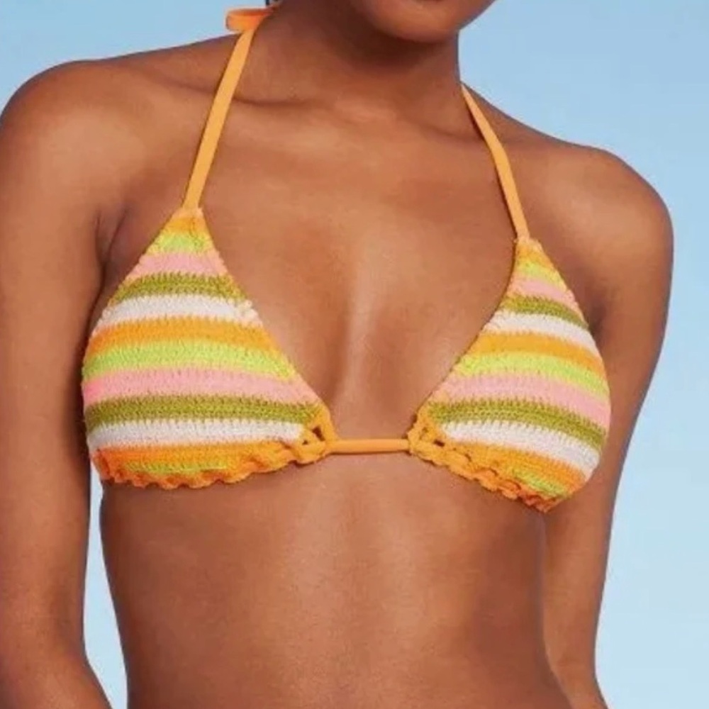 Wild Fable Orange MultiColored Crochet Bikini Top Size XXS NWT
